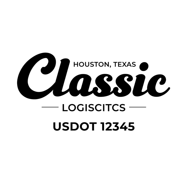 Truck door decal with USDOT 