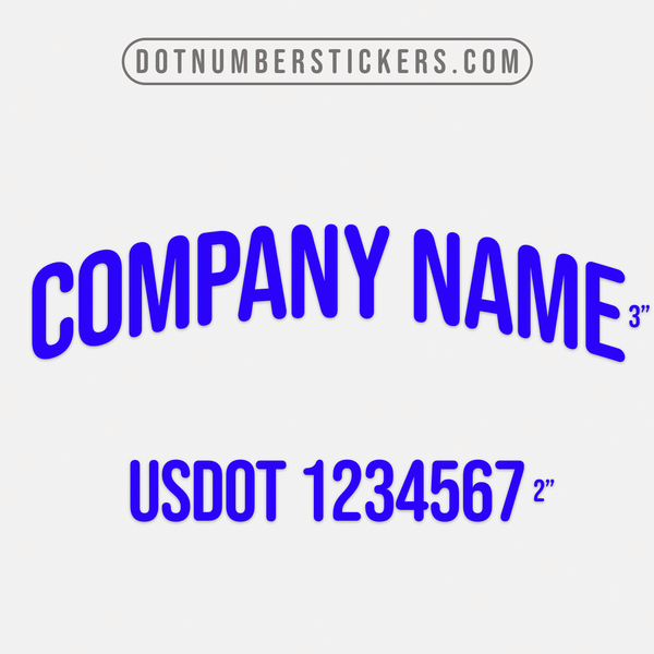 Arched Company Name Two Line Decal, USDOT, (Set of 2)