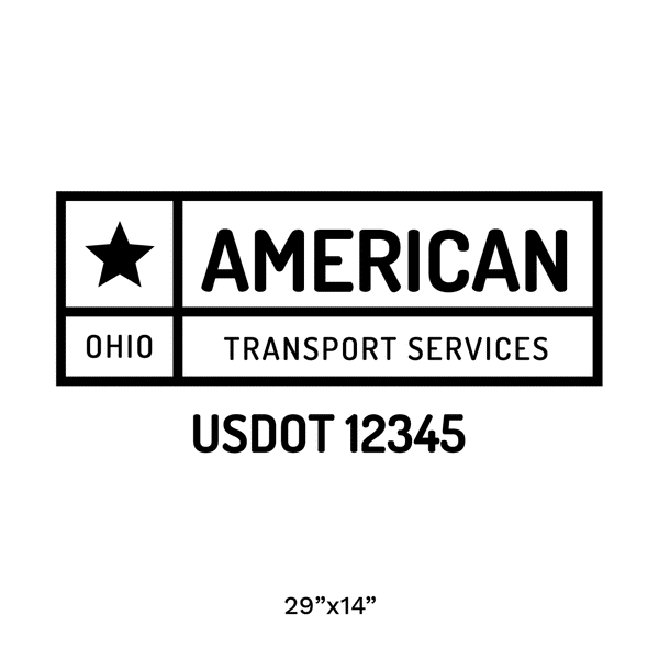 Truck door decal with USDOT 