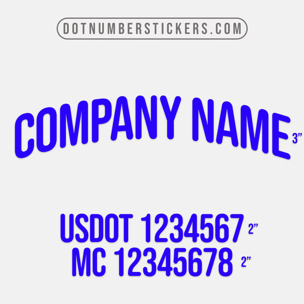 Arched Company Name Three Line Decal, (Set of 2)