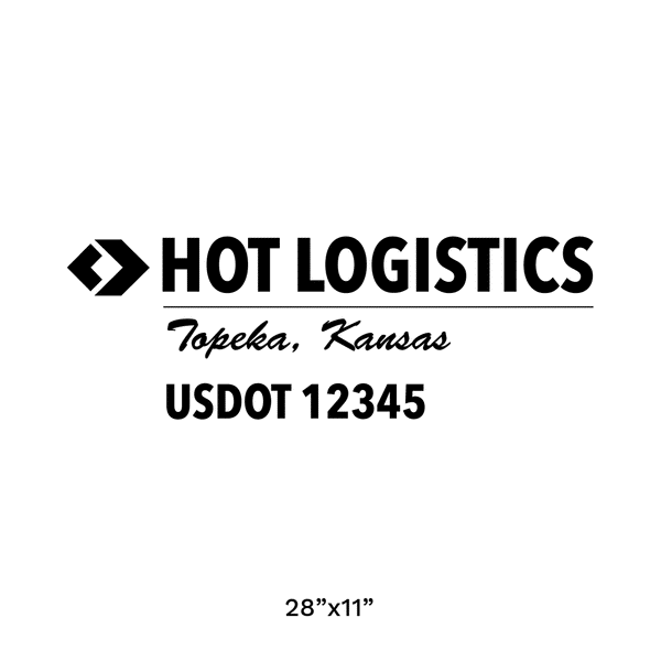 Truck door decal with USDOT 