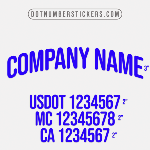 Arched Company Name Four Line Decal, (Set of 2)