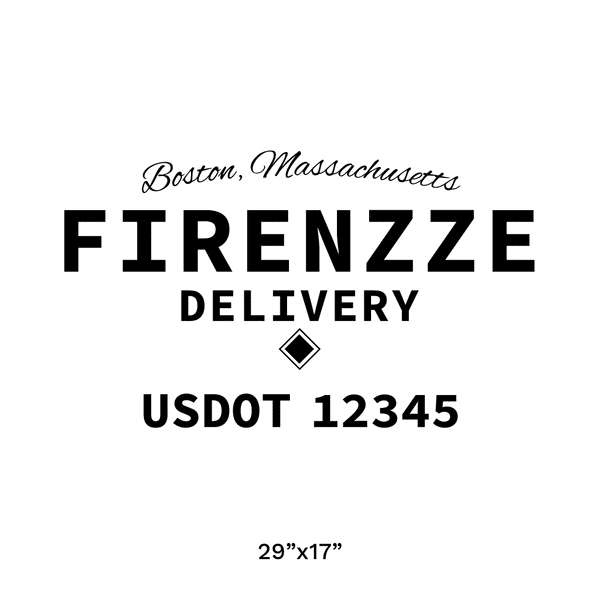 Truck door decal with USDOT 