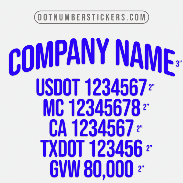 Arched Company Name Six Line Decal, (Set of 2)