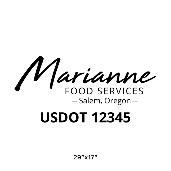 Truck door decal with USDOT 
