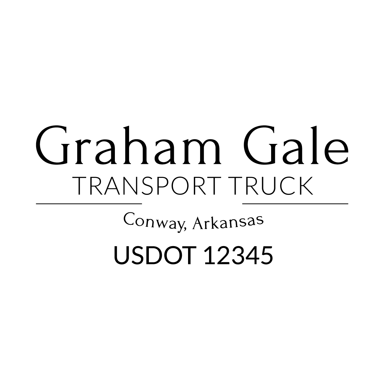 Truck door decal with USDOT 