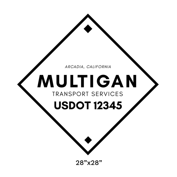 Truck door decal with USDOT 