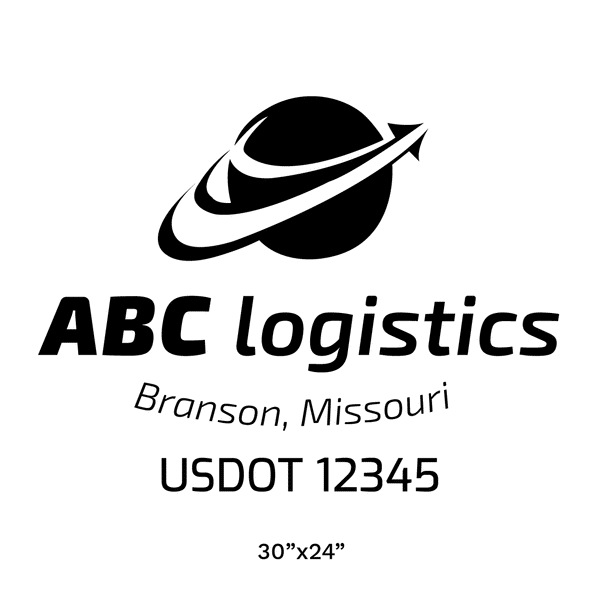 Truck door decal with USDOT 