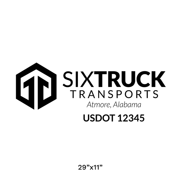 Truck door decal with USDOT 