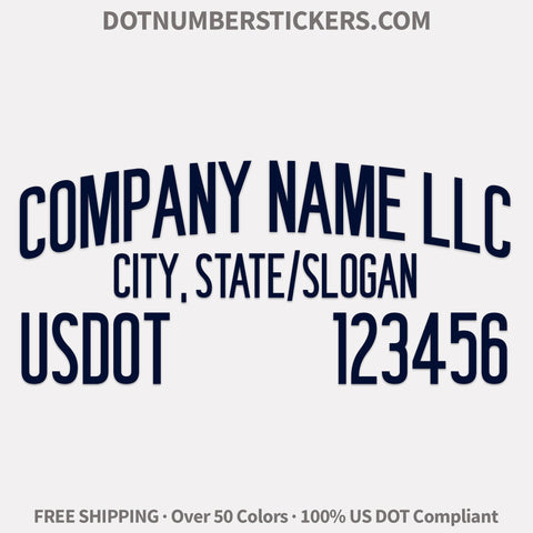 arched company name with location and USDOT Decal sticker