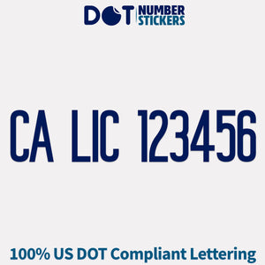 CA LIC number sticker