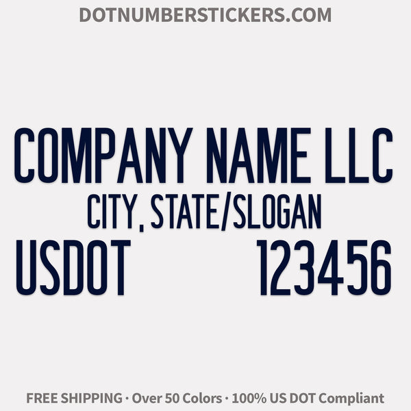 company name, location & usdot decal sticker