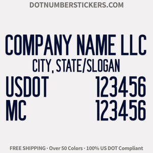 company name, location, usdot & mc decal sticker