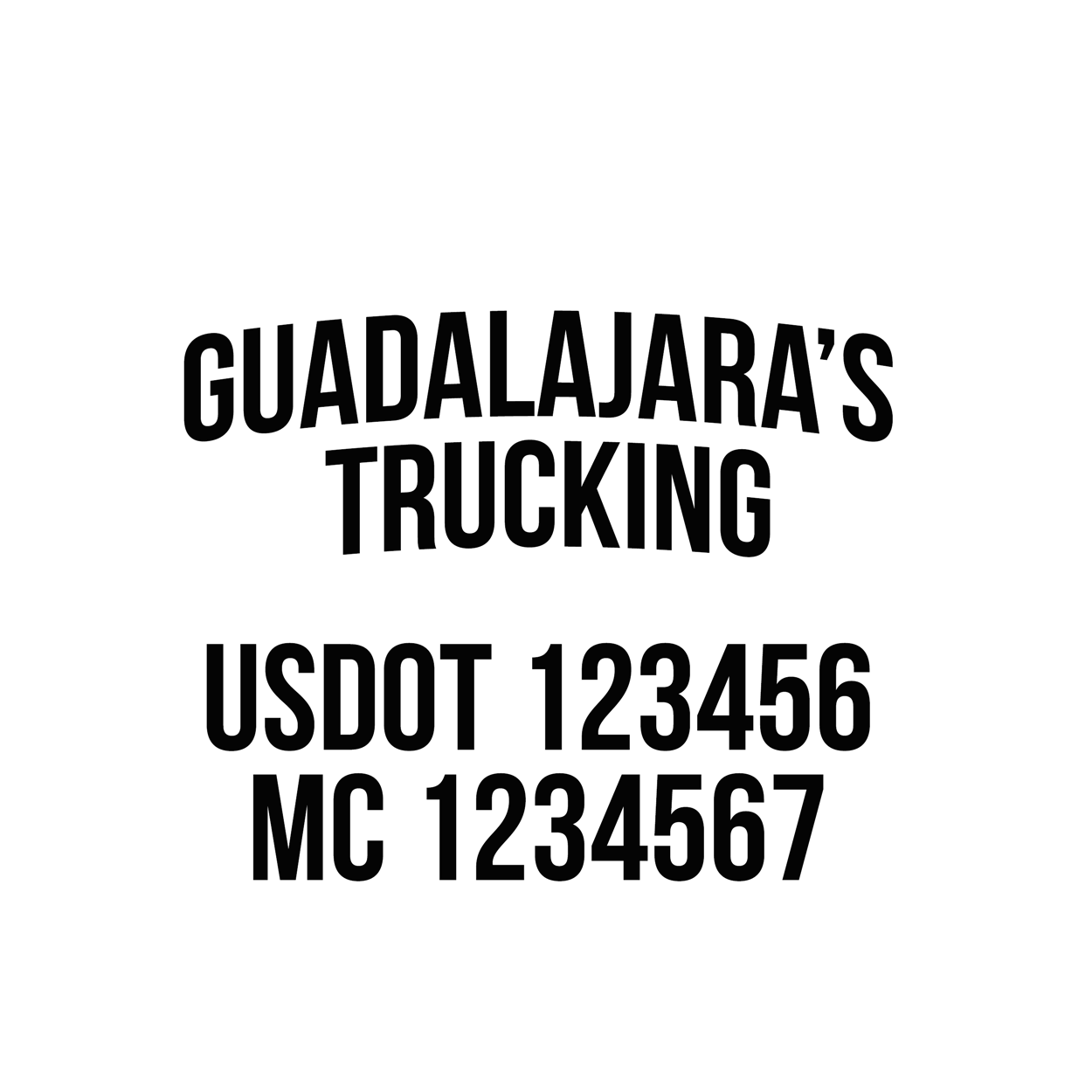 company name truck decal usdot mc
