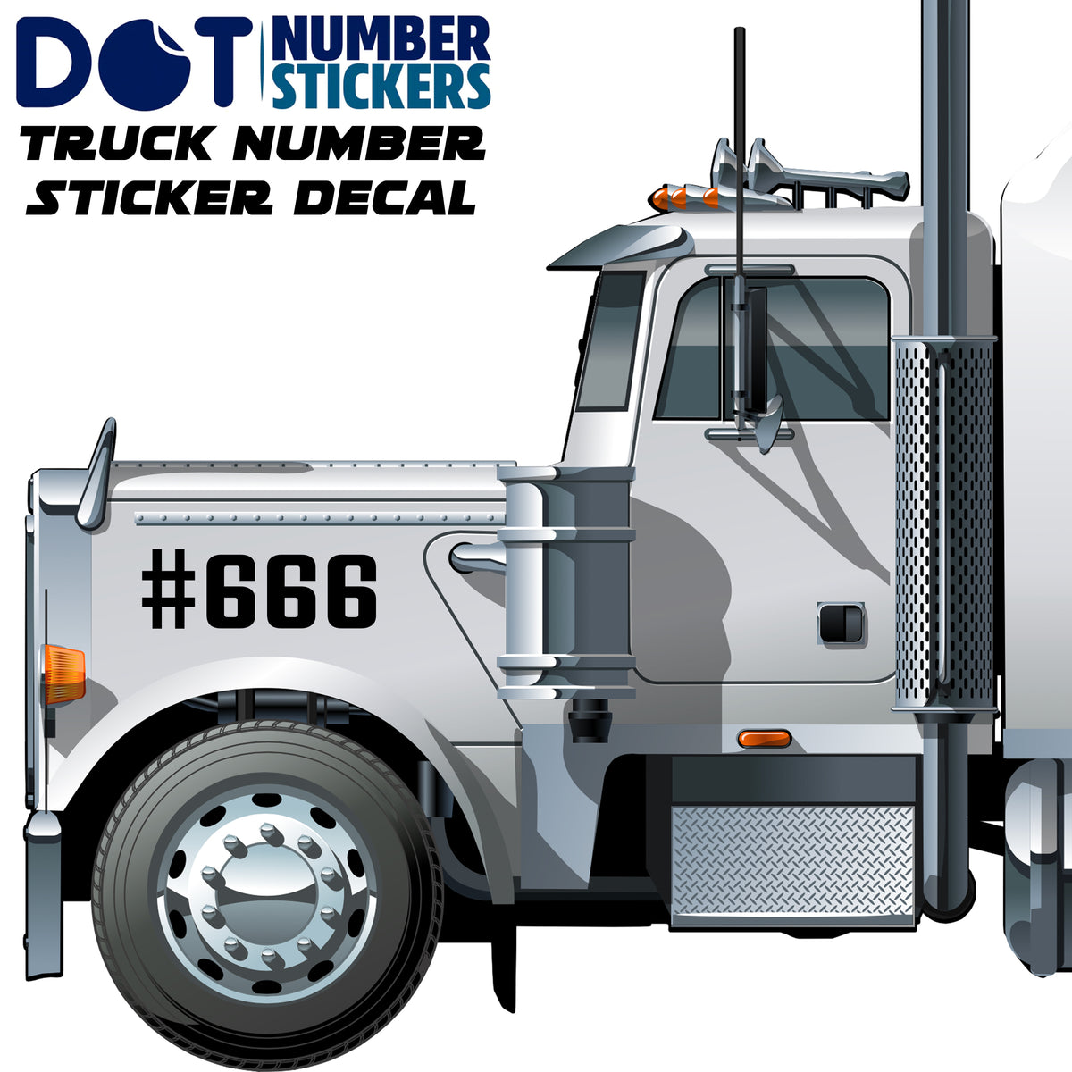 Truck Number Decal Sticker Lettering, (Set of 2) dotnumberstickers