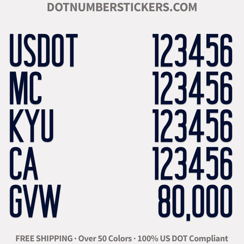 usdot, mc, kyu, ca & gvw decal sticker