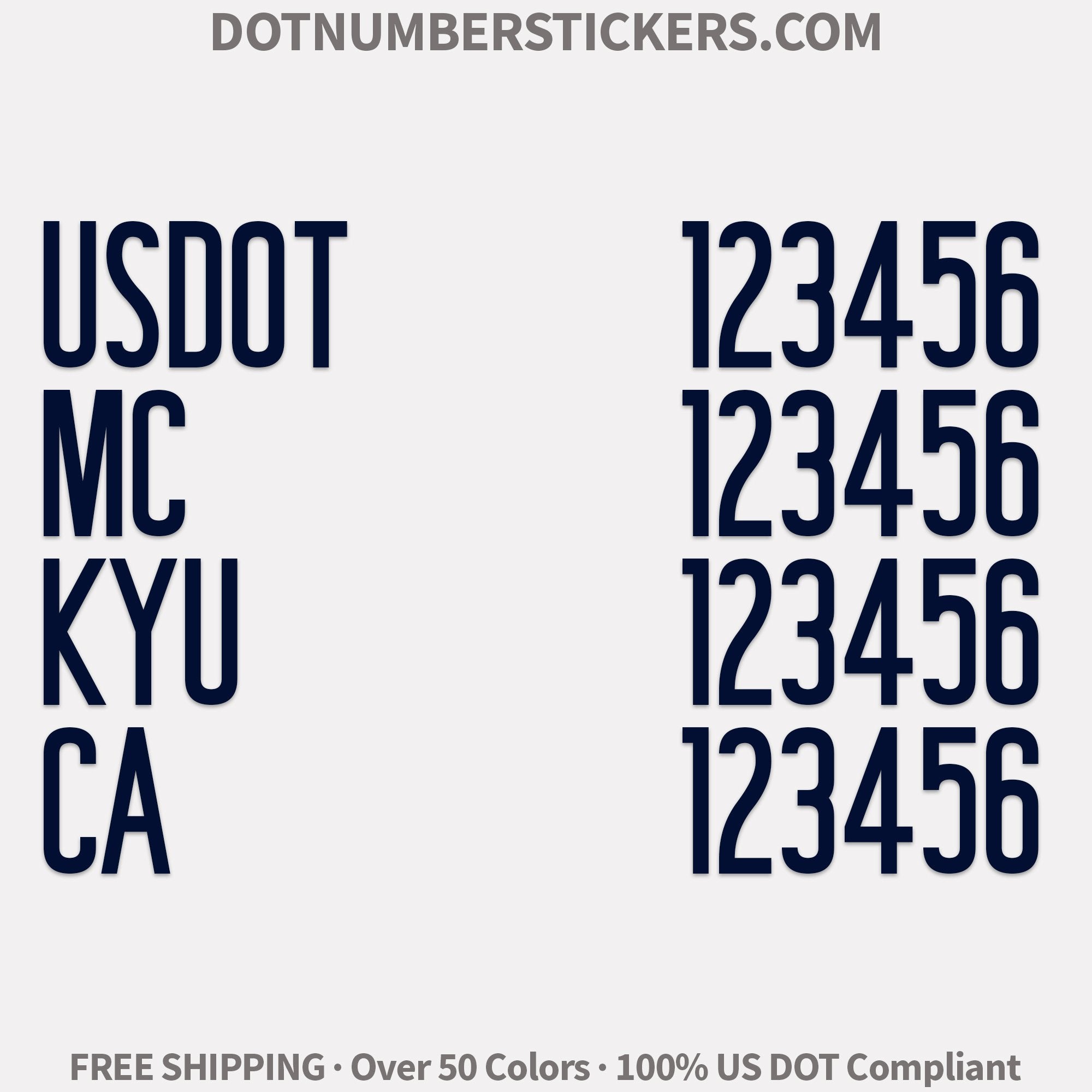 usdot, mc, kyu, ca decal sticker