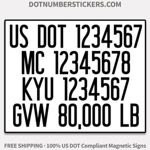 usdot mc kyu gvw magnetic sign